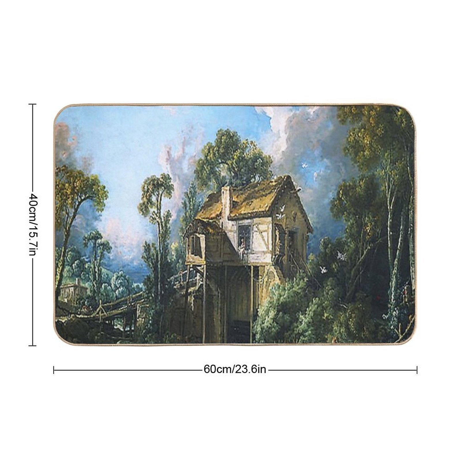 Francois Boucher Mill at Charenton  Fade-Resistant Bath Mat