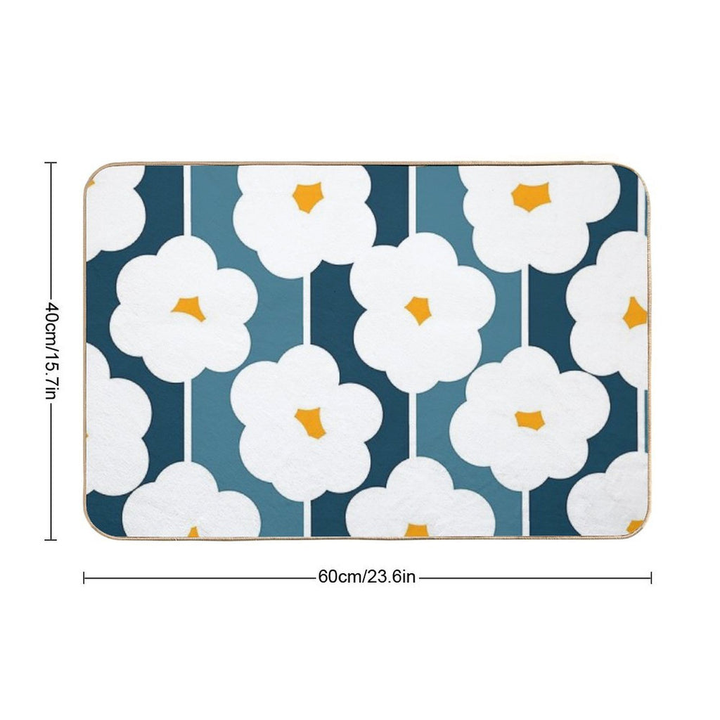 Joyful Abstract Floral Daisies Pattern  Eco-Friendly Bath Mat