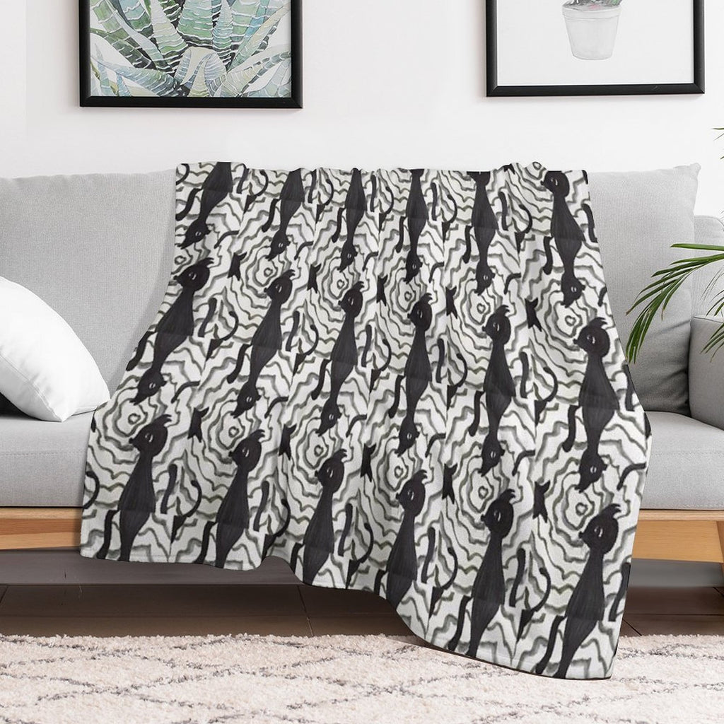 BLACK CAT・18 Machine-washable Throw Blanket