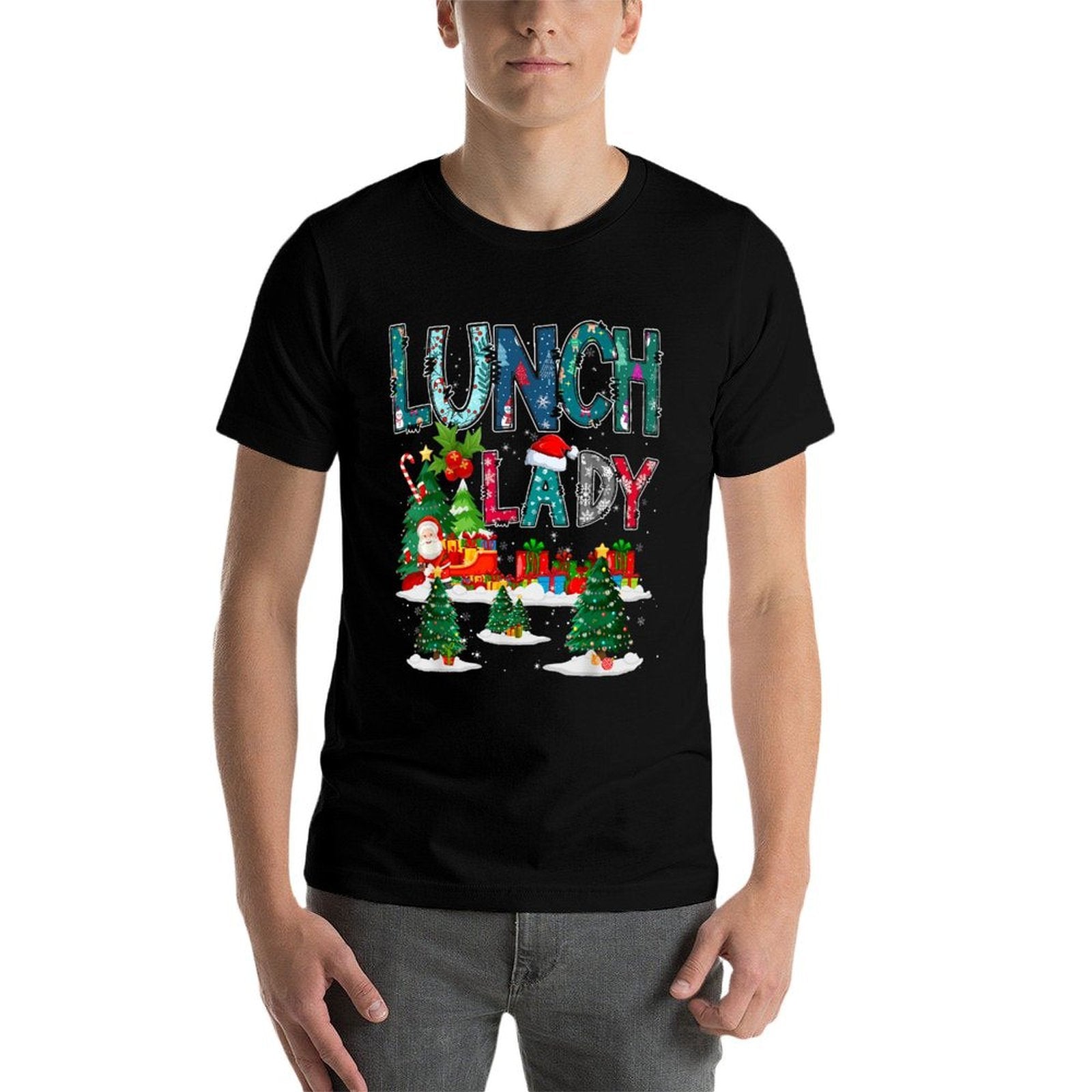 Lunch Lady Santa Claus Christmas Tree Ornaments Xmas Holiday  Stretchy T-Shirt