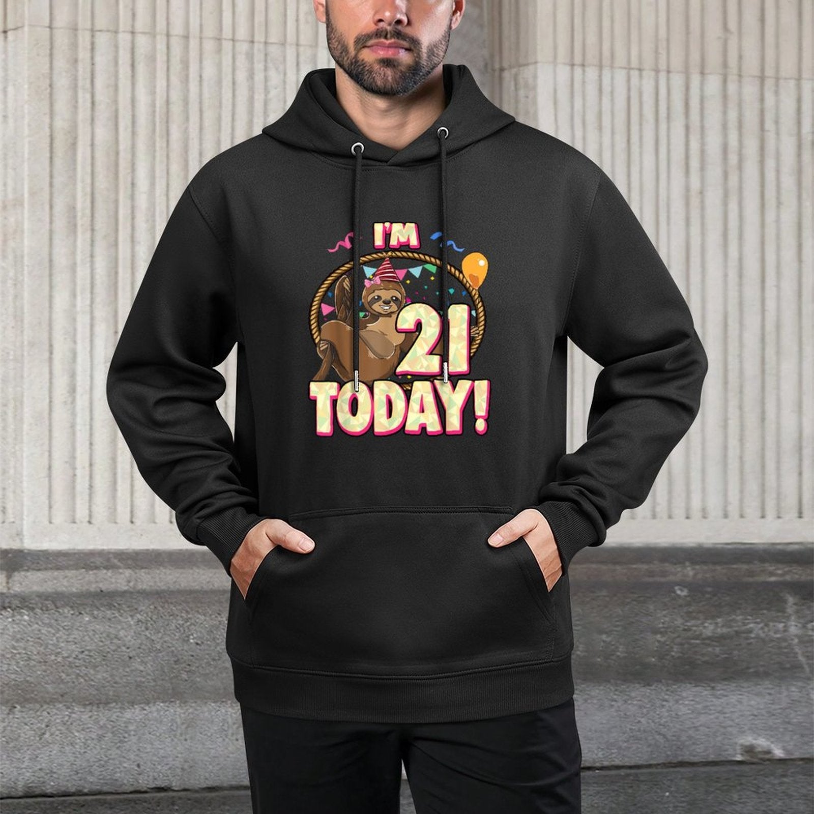 21st Birthday Sloth Party Lazy 21 Twenty One Women All-Day Comfort Hoodie