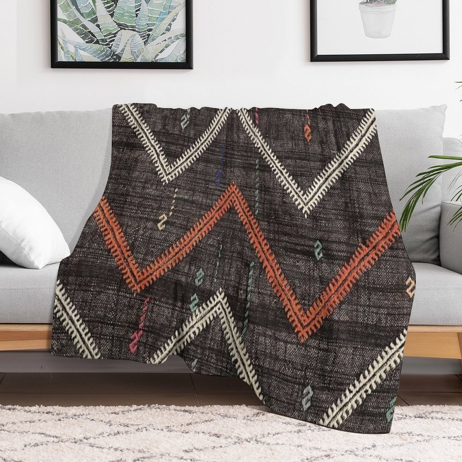 Old Kilim Fragment Shrink-resistant Throw Blanket