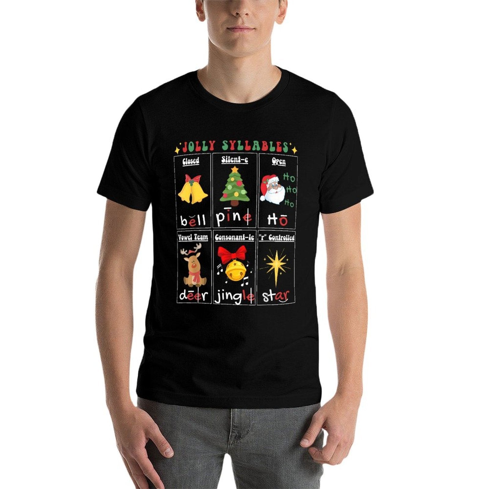 Christmas Reading Teacher Syllable Types Phonemic Awareness  Versatile T-Shirt