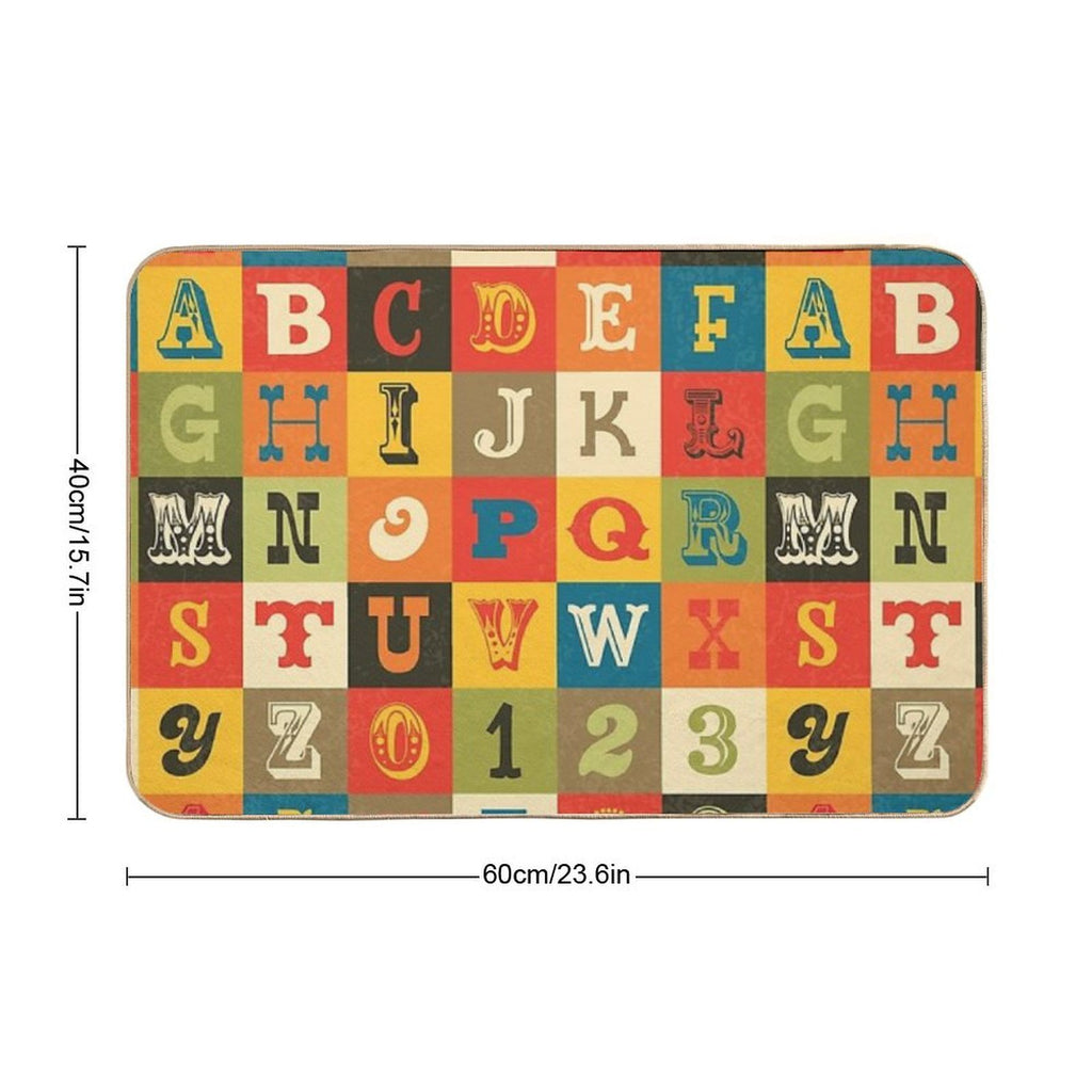 Vintage Alphabet  Anti-Trip Bath Mat