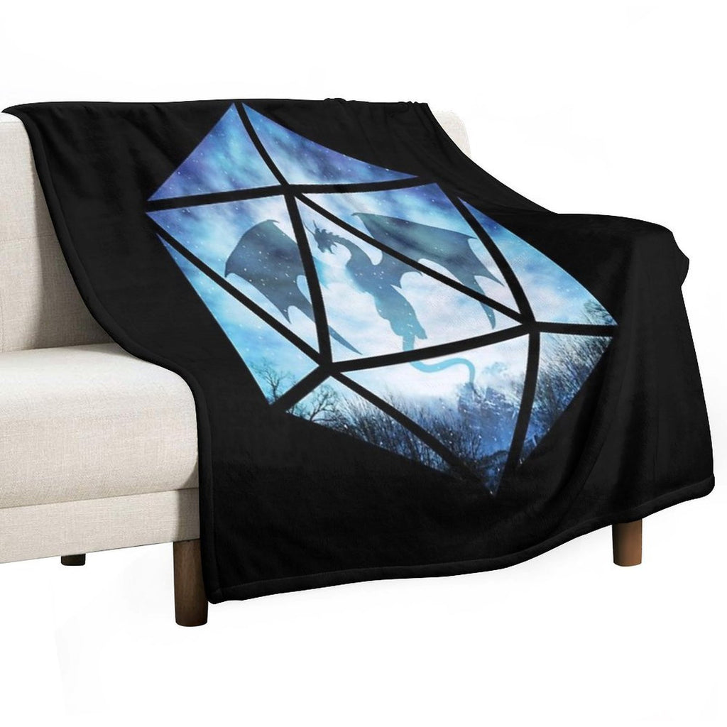 Blue Sky Ice Dragon D20 Shrink-resistant Throw Blanket