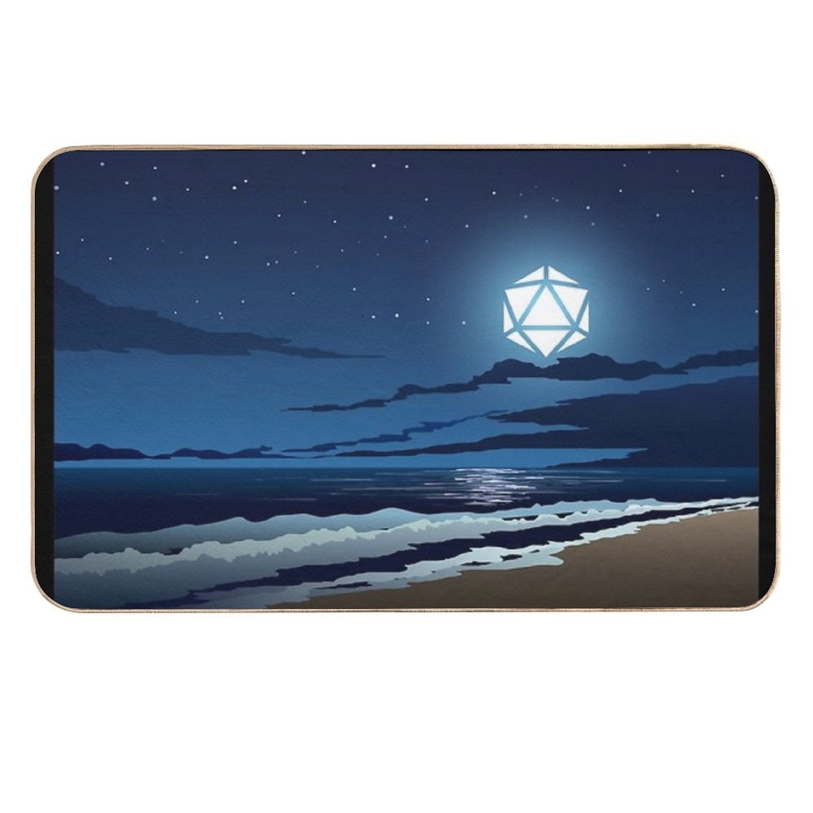 Beach Full Moon D20 Dice RPG Night Roleplaying Landscapes  Easy Maintenance Bath Mat
