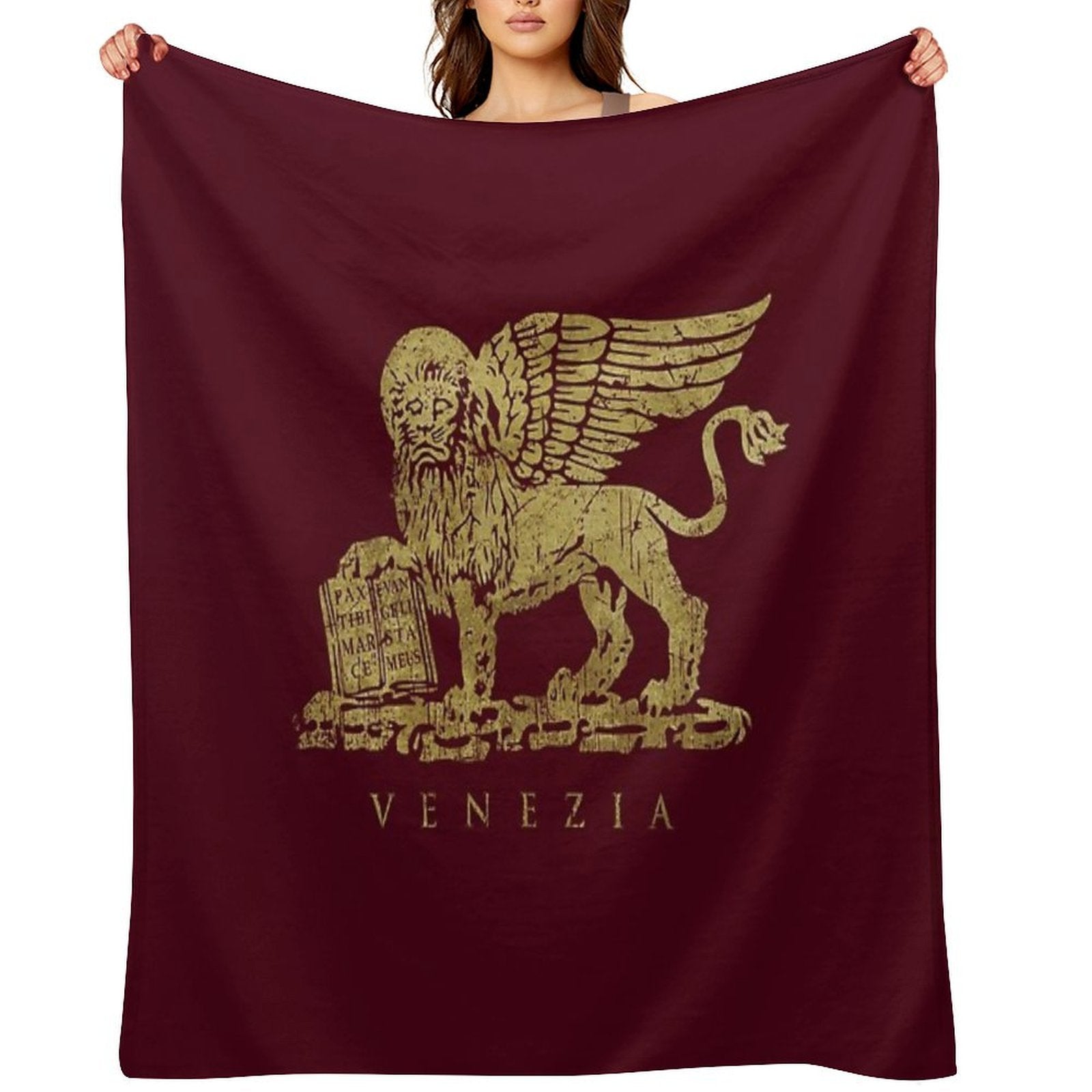 Leone Di San Marco of Venezia - Vintage Gold Versatility Throw Blanket