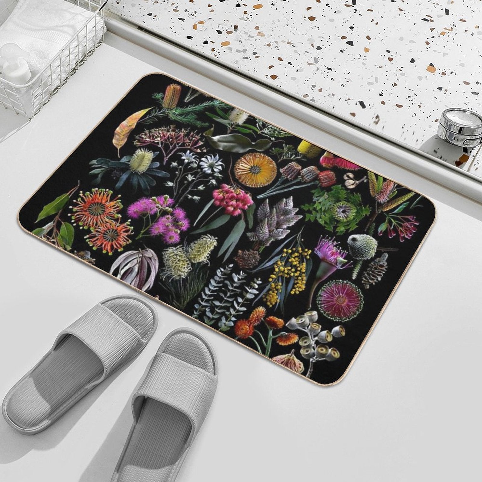 Wildflowers of Australia Photo Collage  Stain-Proof Bath Mat
