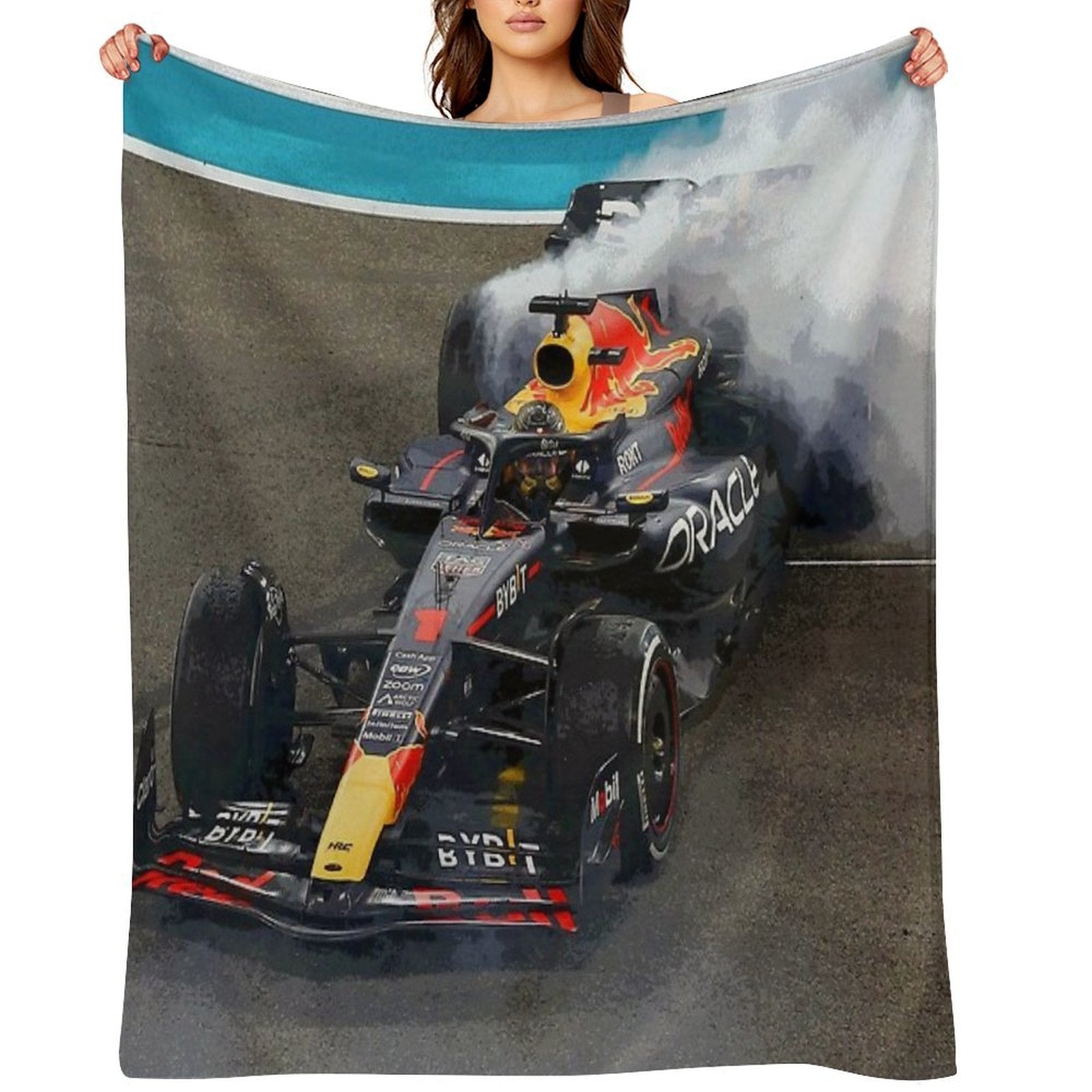 Max Verstappen Celebrating His 3rd World Championship by Doing Donuts after Winning The 2023 Abu Dhabi Grand Prix 2 Abstract Durable Throw Blanket