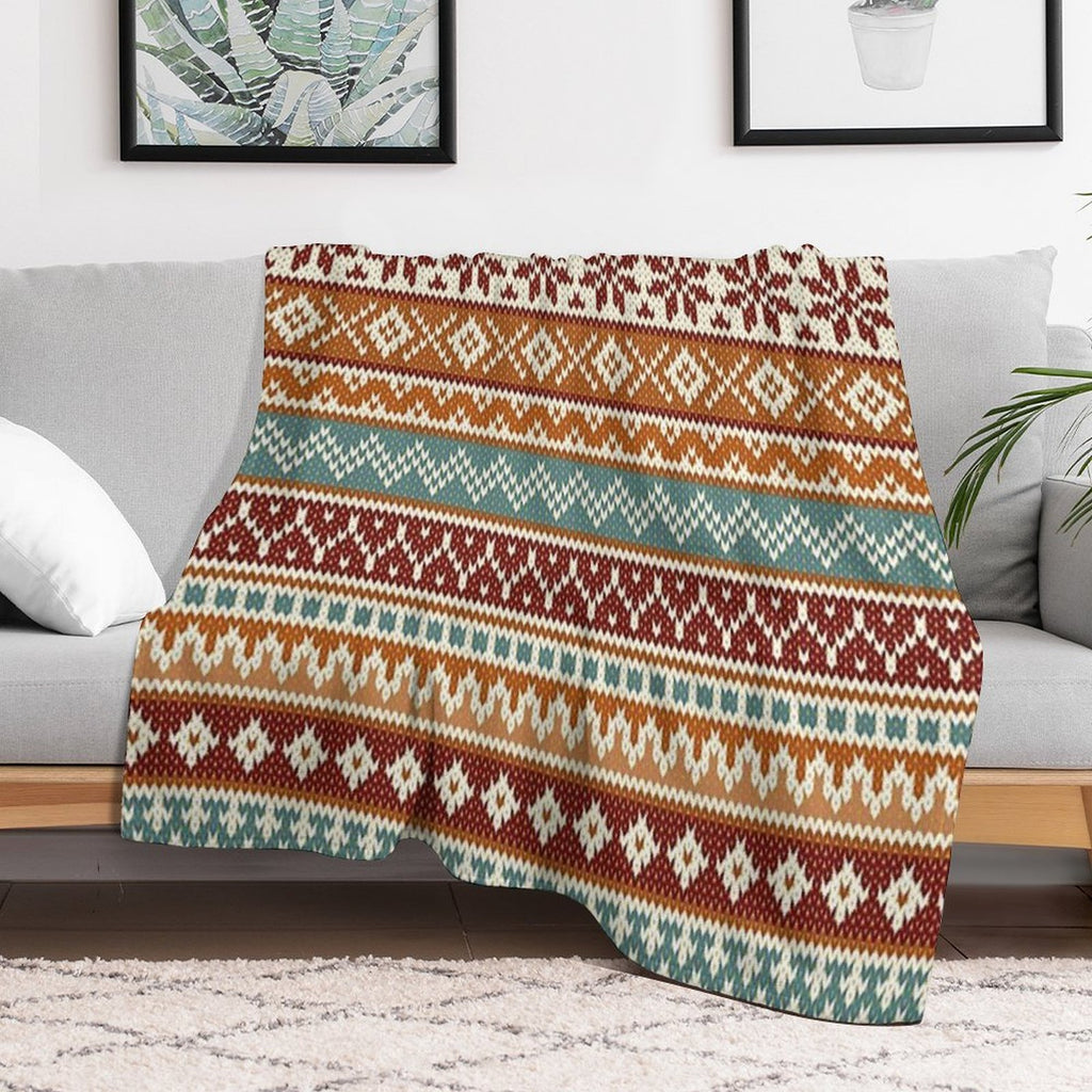 Fair Isle Fox Vibes Travel-friendly Throw Blanket