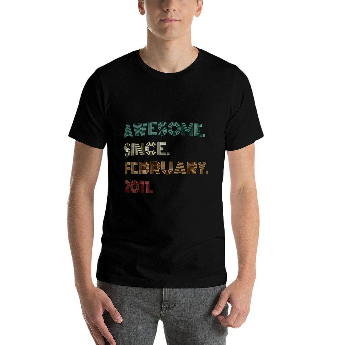 14 Years Old Awesome Since February 2011 14th Birthday  Wrinkle-resistant T-Shirt