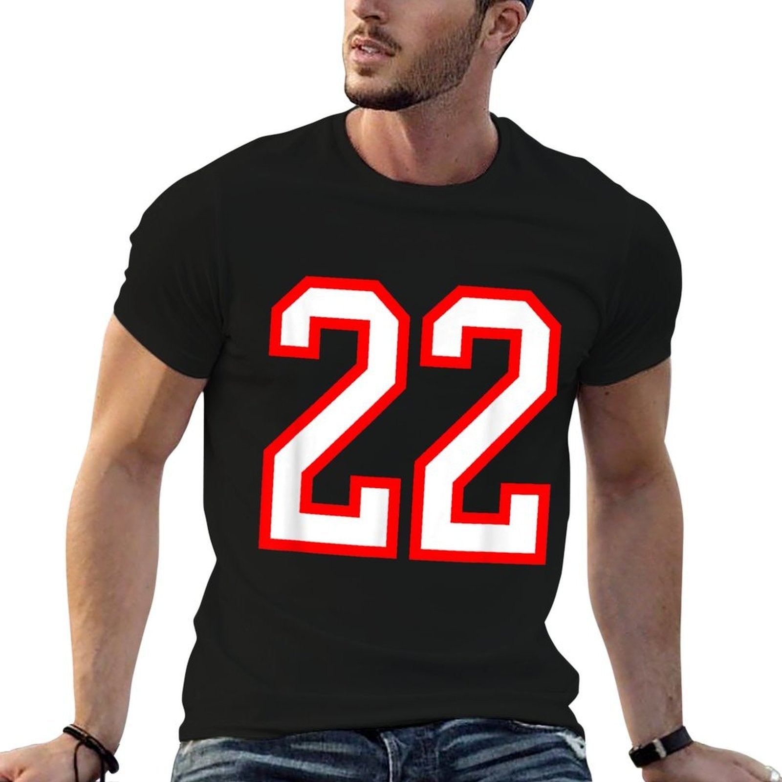 Number #22 Red Varsity Number 22  Cotton T-Shirt