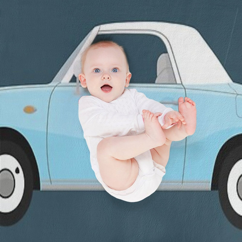Pale Aqua Nissan Figaro Plush Throw Blanket