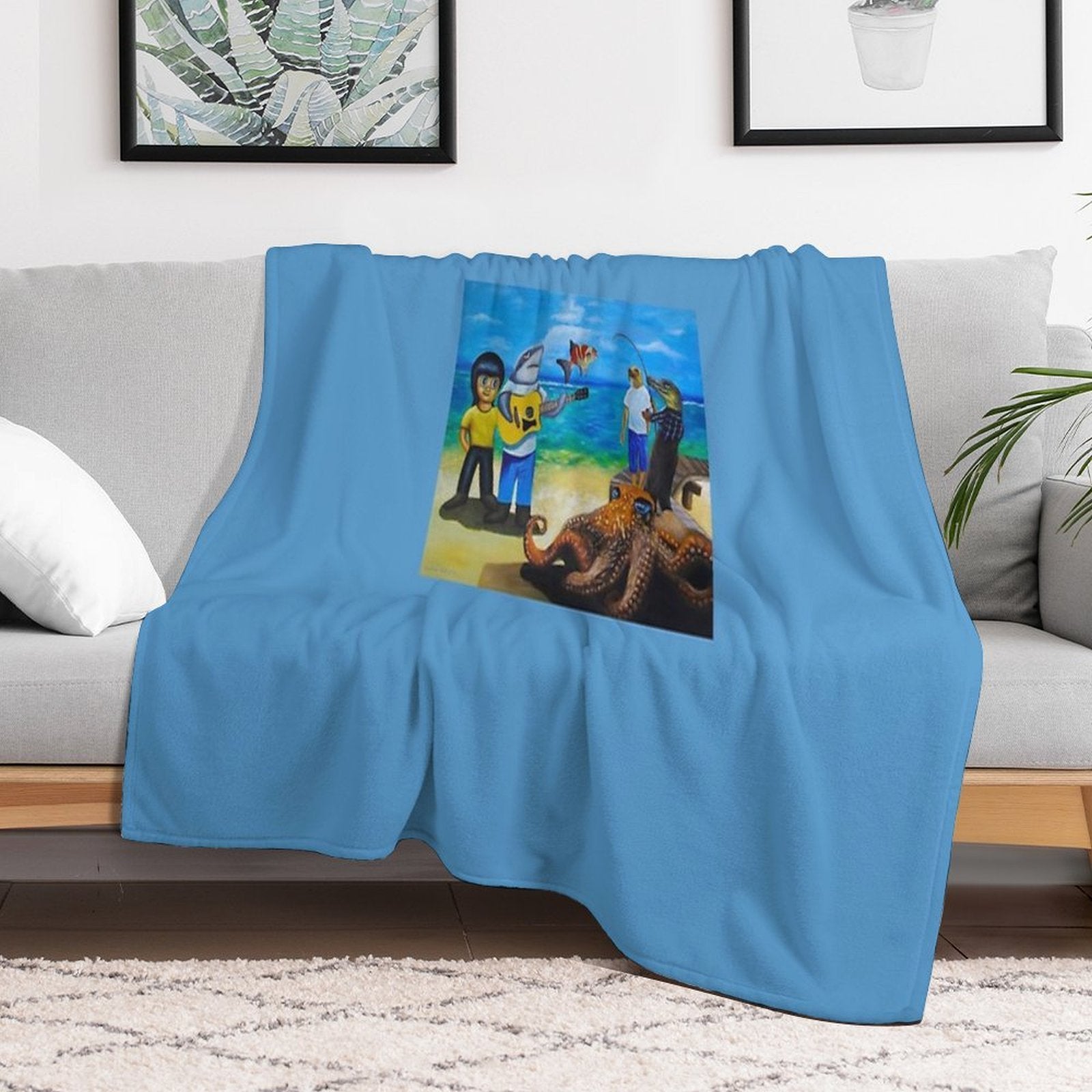 Go to The Sea with My Friends 03 Lightweight Throw Blanket