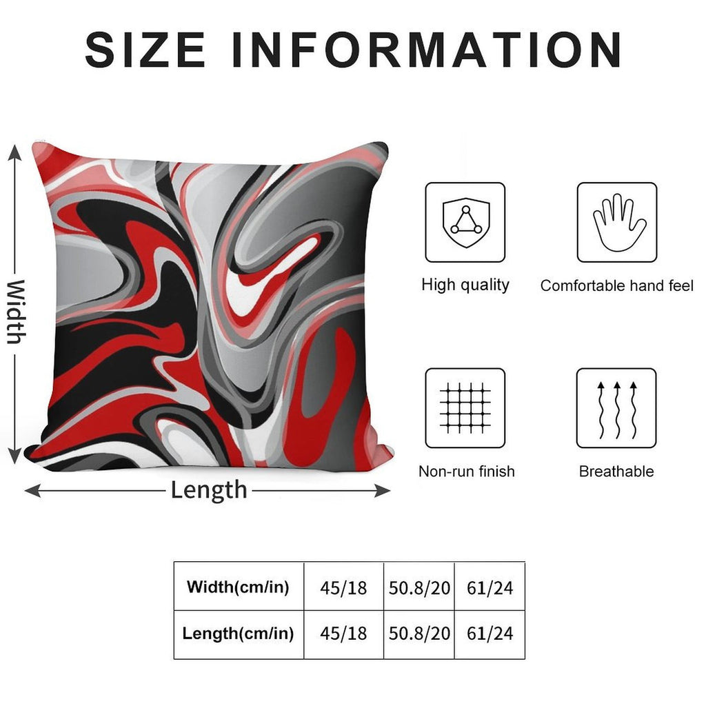 Liquify - Red, Gray, Black, White Soft Short Plush Fabric Throw Pillow