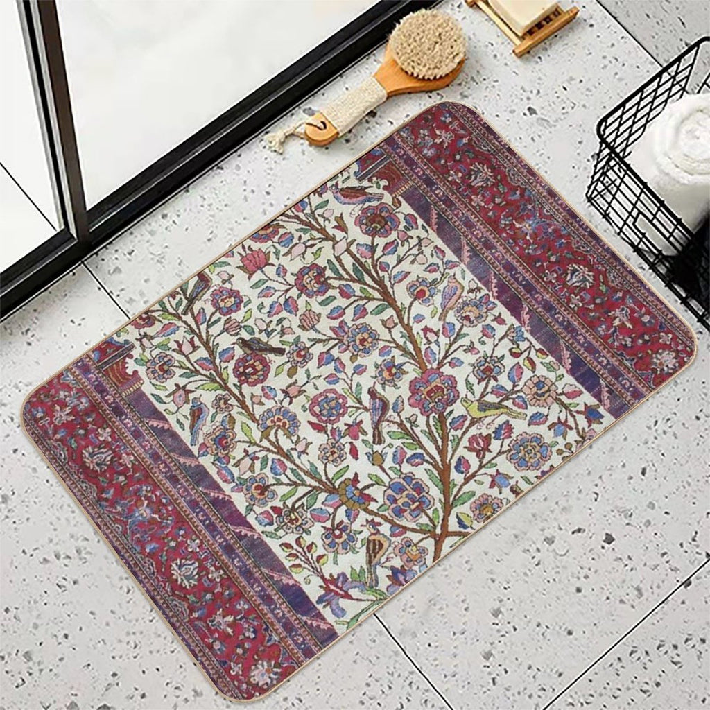 Antique Persian Silk Kashan Rug Print Durable Bath Mat
