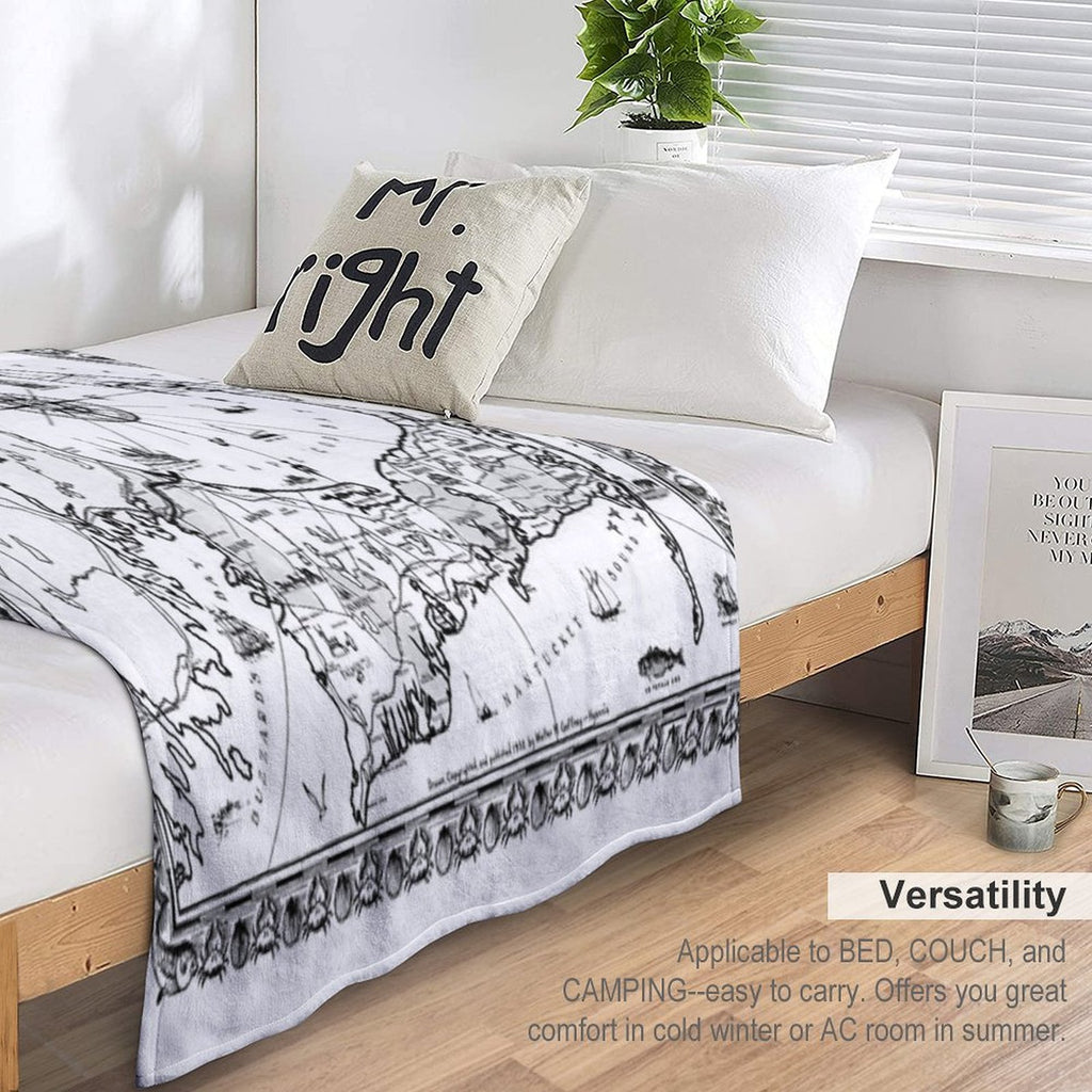 Vintage Map of Cape Cod BW All-season Throw Blanket
