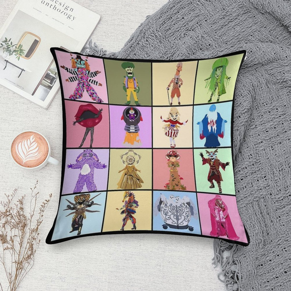 Masked Singer Season 4 - Hand Drawn Soft Skin-Friendly Throw Pillow