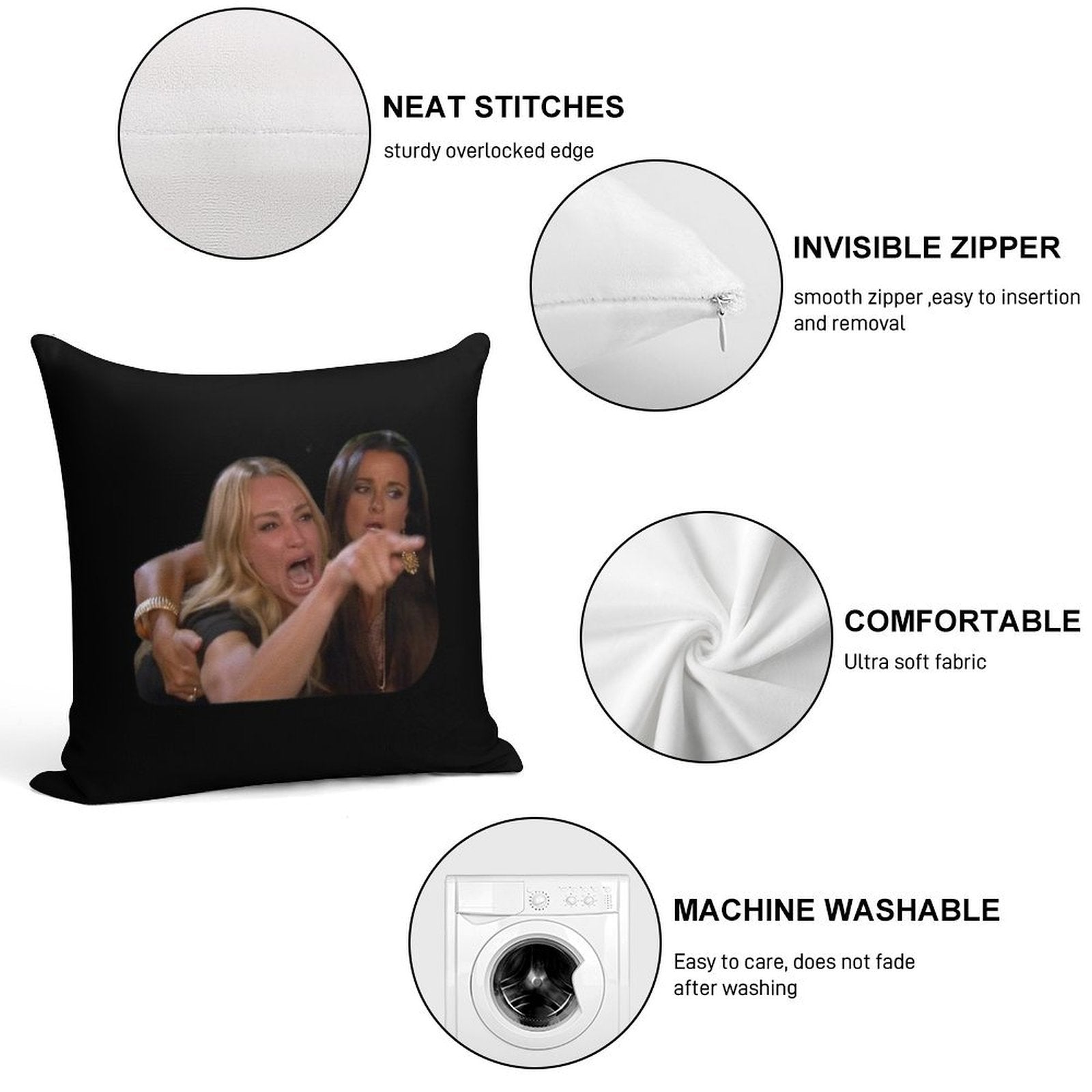 Woman Yelling at A Cat-Funny Memes Soft High-Density Material Throw Pillow