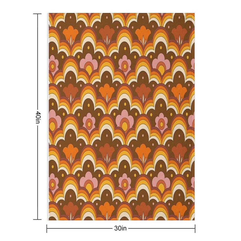 70s 60s Retro Psychedelic Flower Power, Floral Pattern Gift-ready Throw Blanket