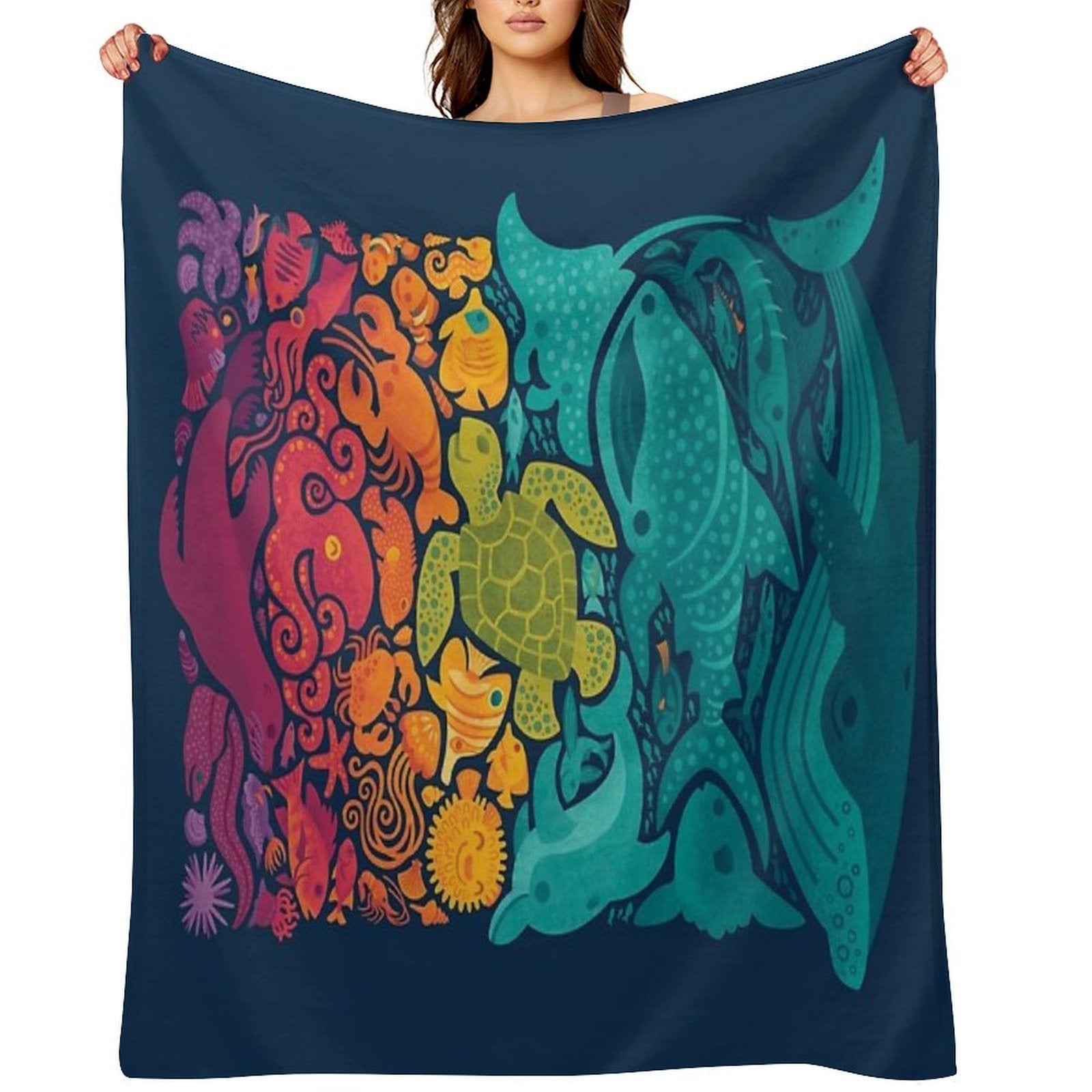 Aquatic Spectrum Quick-dry Throw Blanket