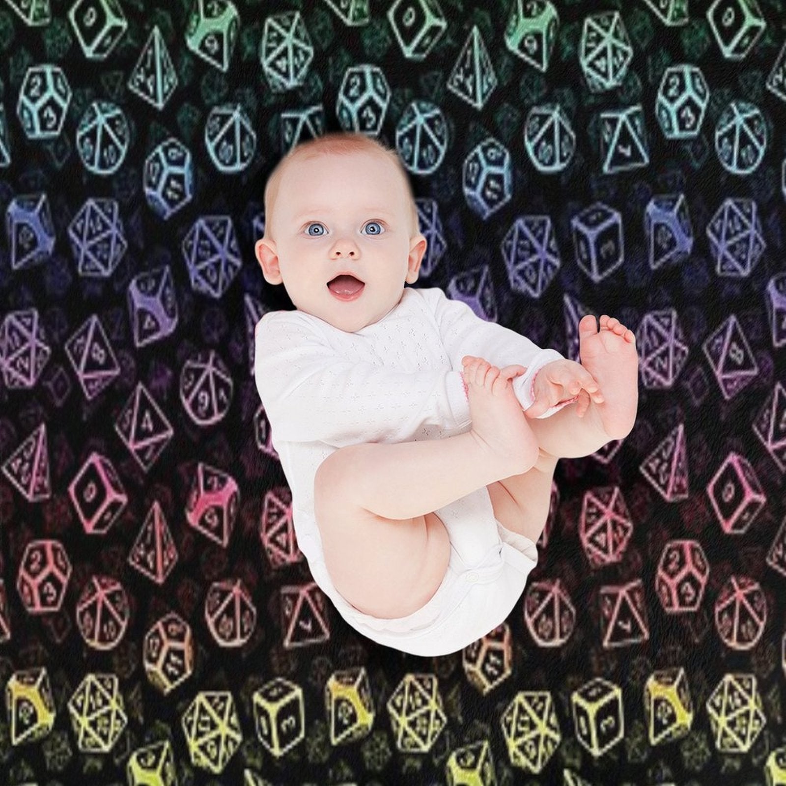 D20 Dice Set Pattern (Rainbow) Versatility Throw Blanket
