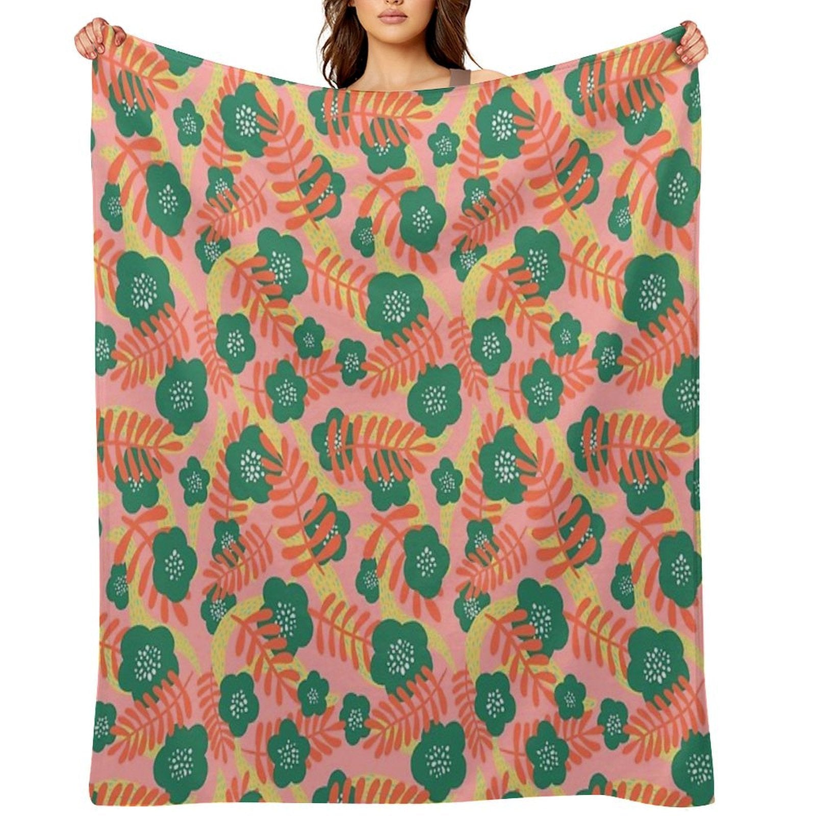 Bright Florals Wrinkle-free Throw Blanket