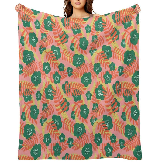 Bright Florals Wrinkle-free Throw Blanket