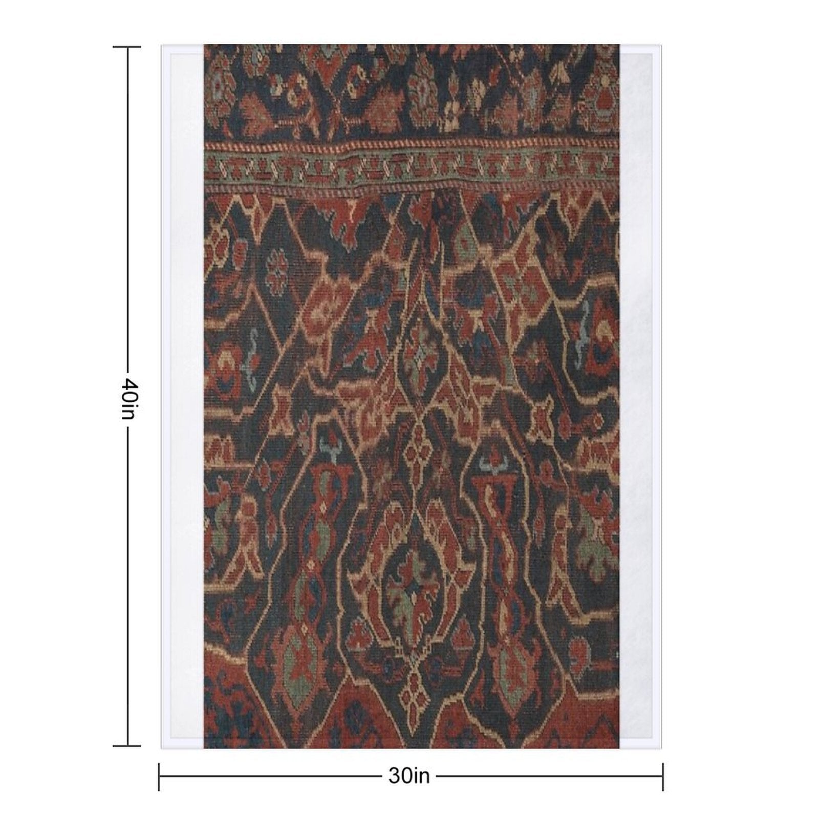 Boho Chic Dark II  17th Century Colorful Medallion Red Blue Green Brown Ornate Accent Rug Pattern Travel-friendly Throw Blanket