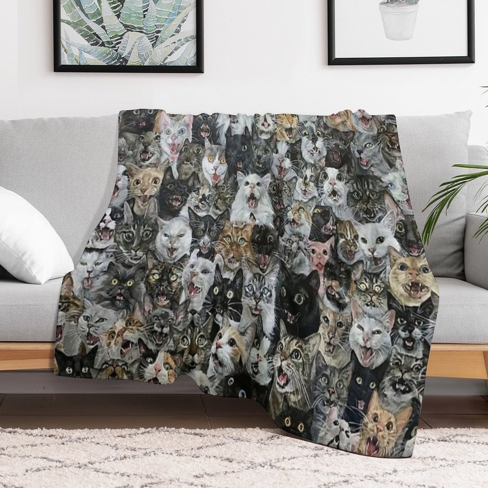 Cat You Can See Sustainable Throw Blanket