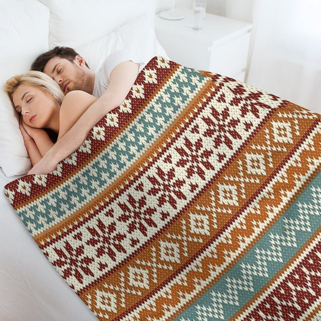 Fair Isle Fox Vibes Travel-friendly Throw Blanket