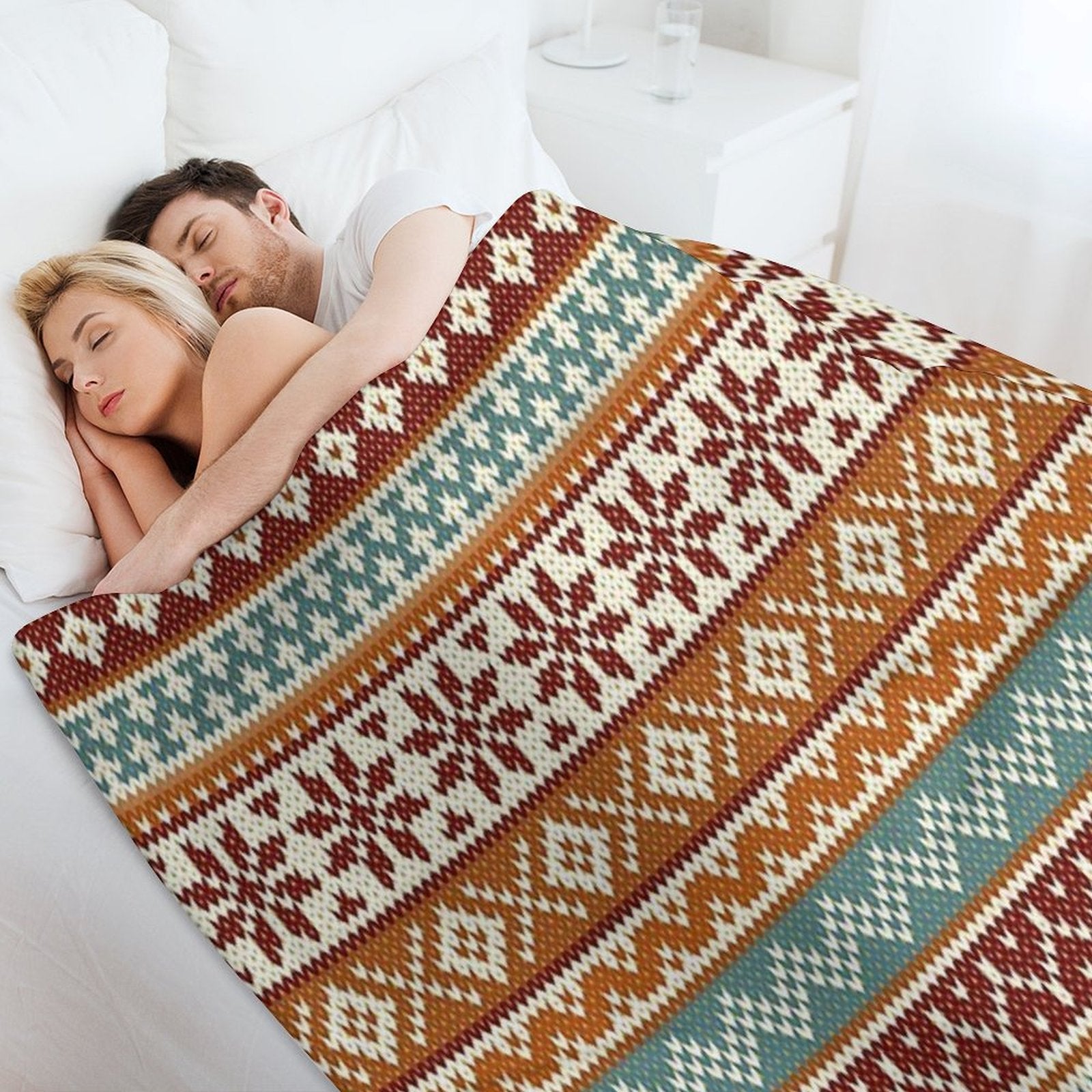 Fair Isle Fox Vibes Travel-friendly Throw Blanket