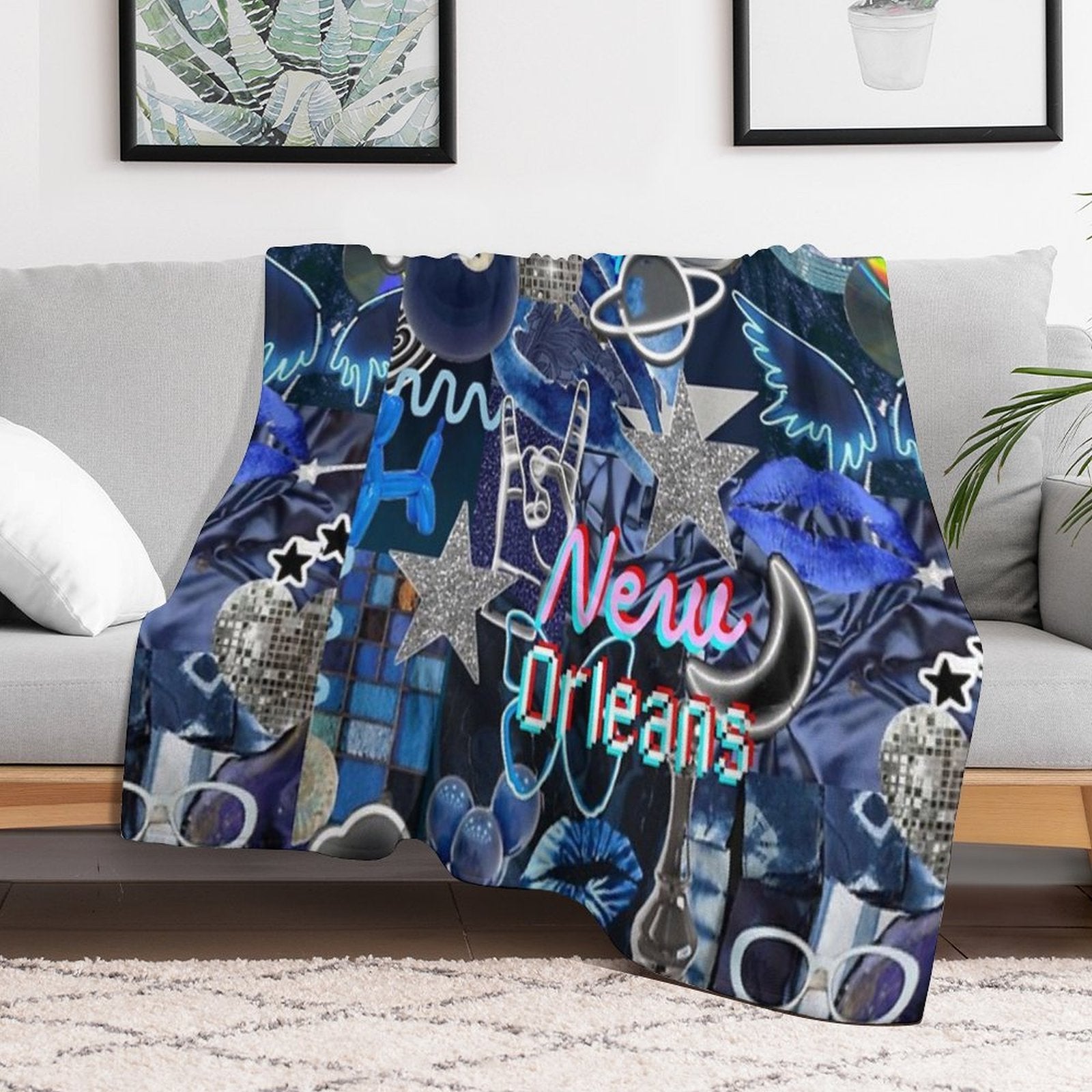 New Orleans Louisiana COLLAGE Wrinkle-free Throw Blanket