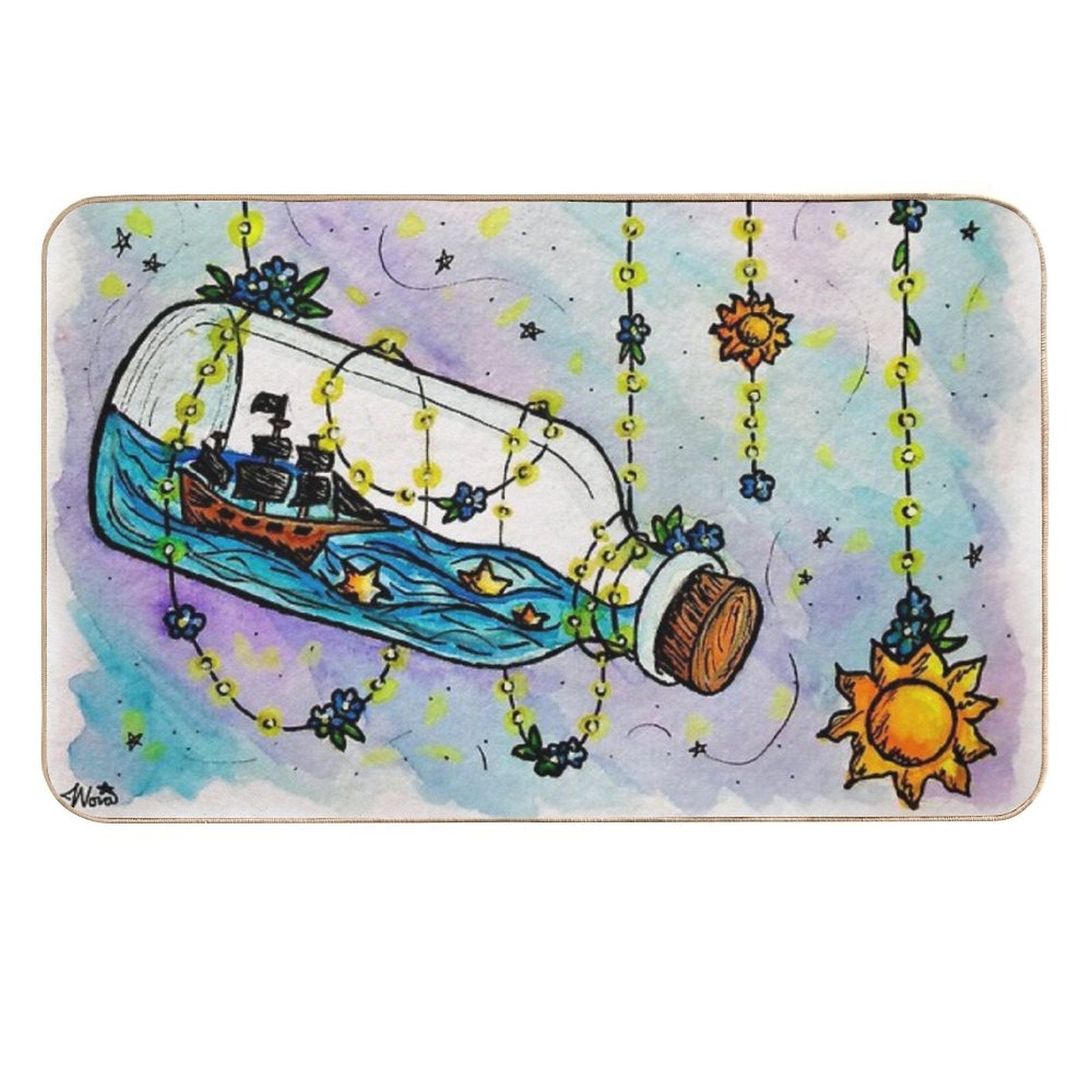 Not Yet    Suns & Pirate Ships    Inspired by The Amazing Devil  Easy To Clean Bath Mat