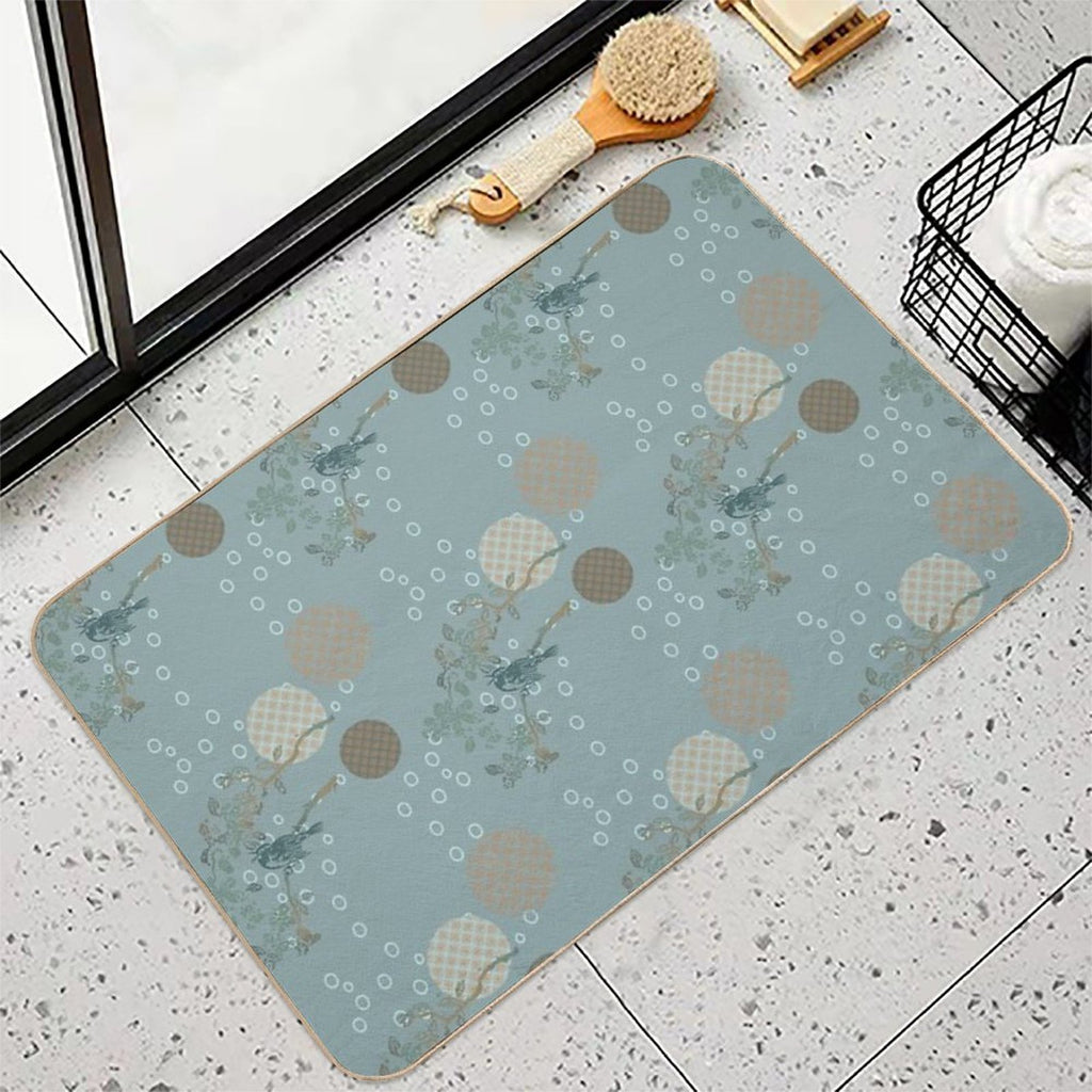 Japanese Bird Pattern  Non-Slip Bath Mat