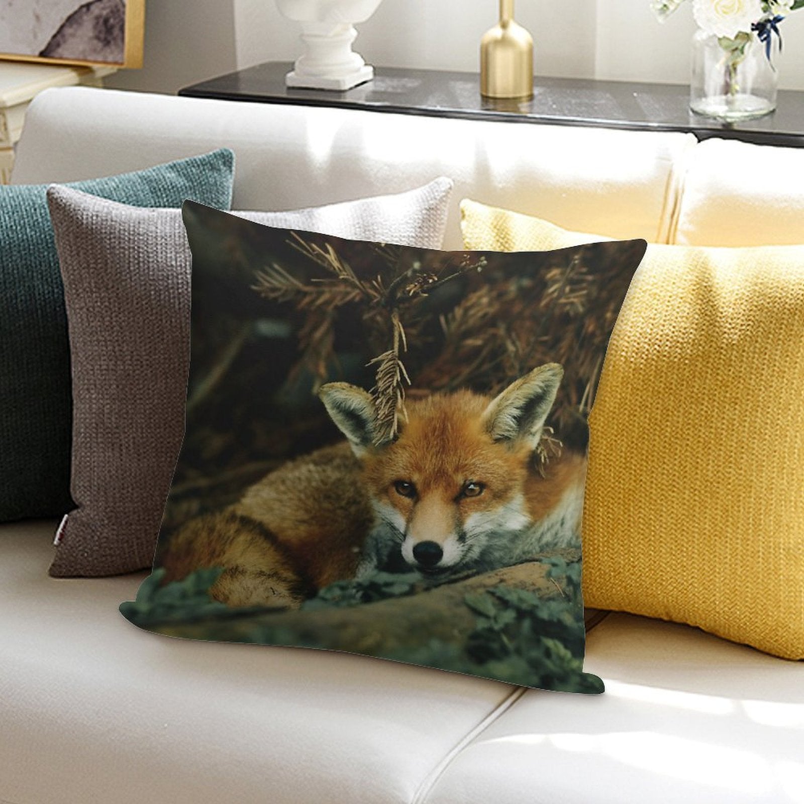 Red Fox in The Forest Soft Style Accent Throw Pillow