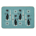 Mid Century Meow on Blue - Large Scale  Eco-Friendly Bath Mat