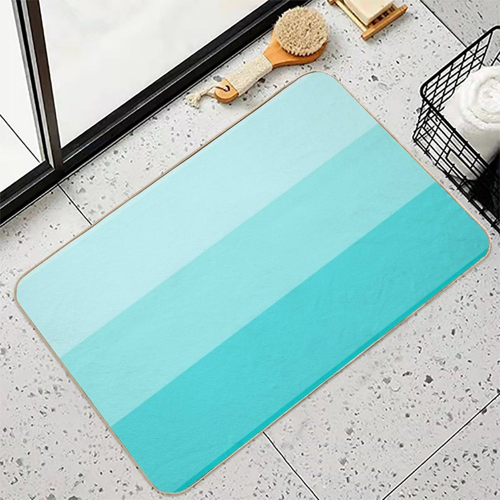 Turquoise Gradient Stripes Minimalist Pattern (Bright Robins Egg Blue)  Toxin-Free Bath Mat