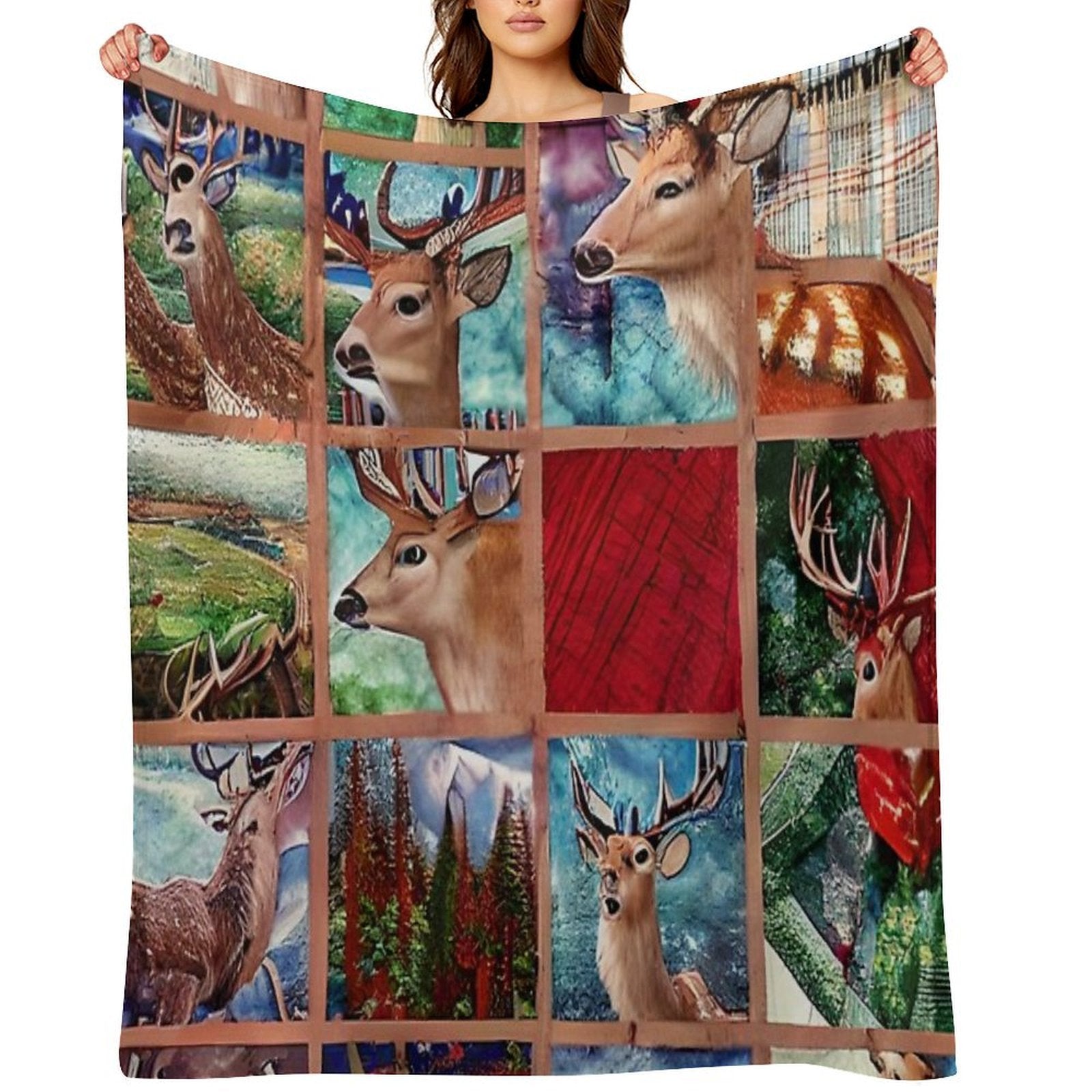 Country Quilt Simulated Quilt Patches Pattern Comfort Throw Blanket