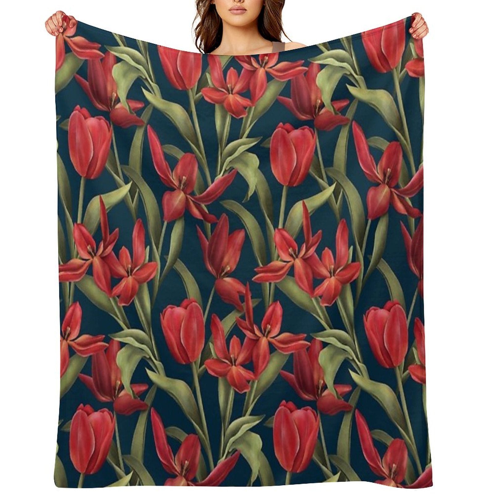 The Red Garden Plush Throw Blanket