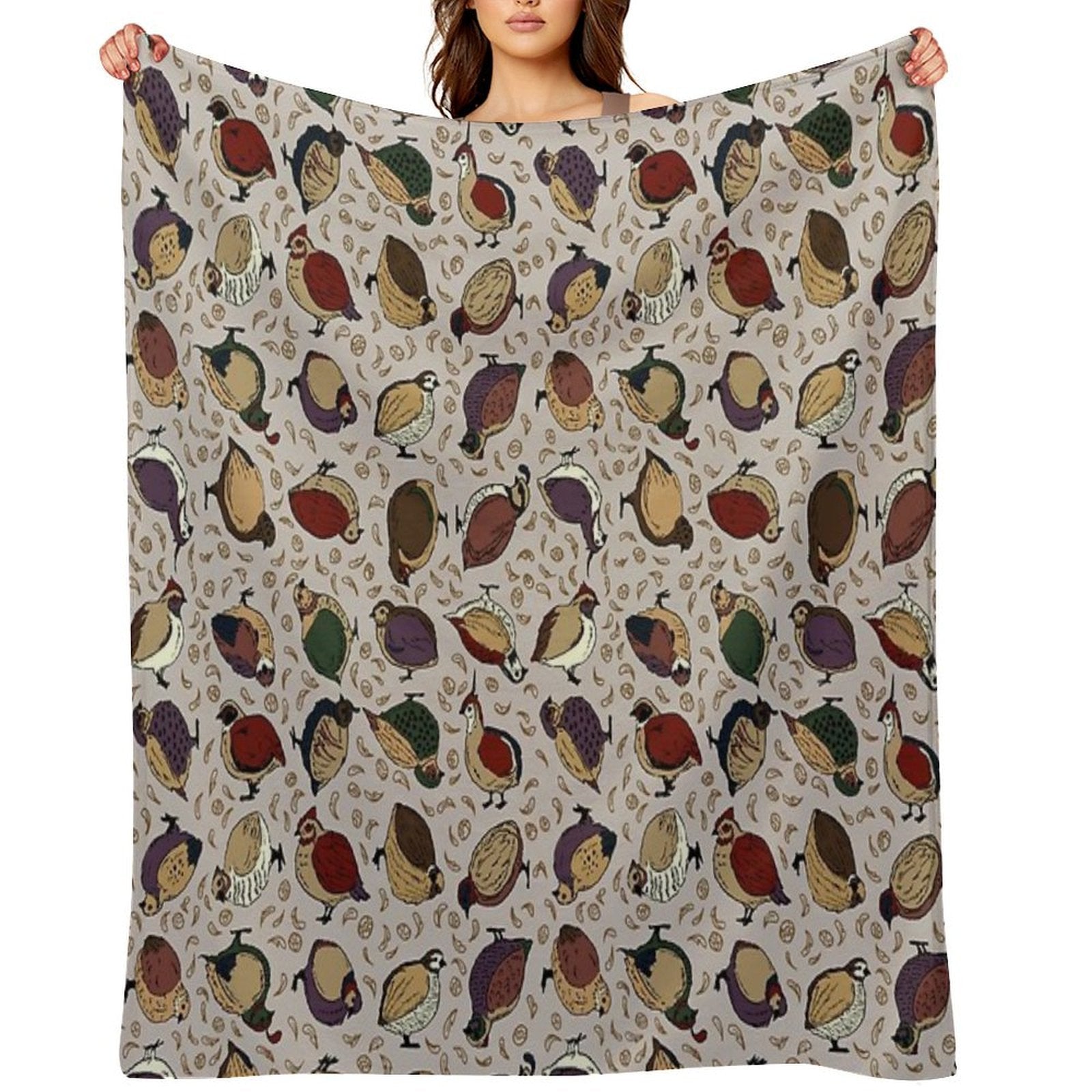 Rustic Quail (Now With More Quail!) Durable Throw Blanket