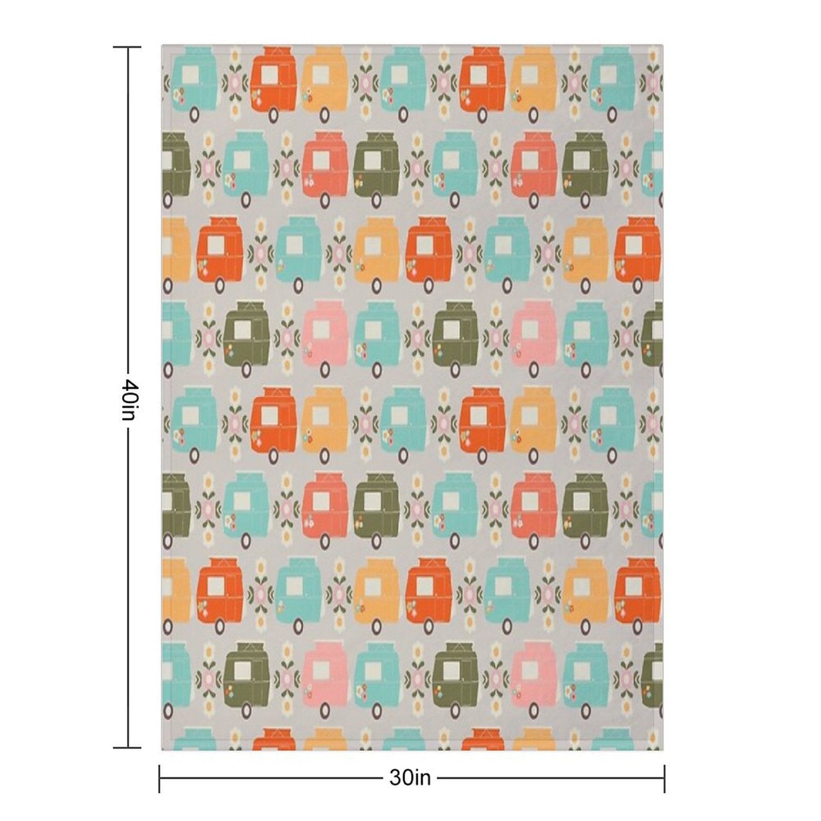 Colourful Vintage Caravans And Daisies Lightweight Throw Blanket