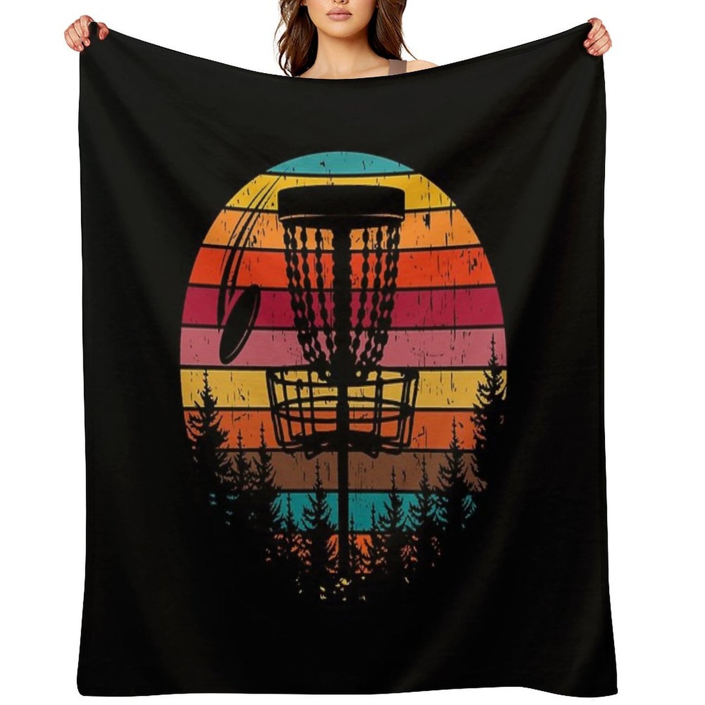 Vintage Disc Golf Frisbee Golf Disc Sport Eco-conscious Throw Blanket