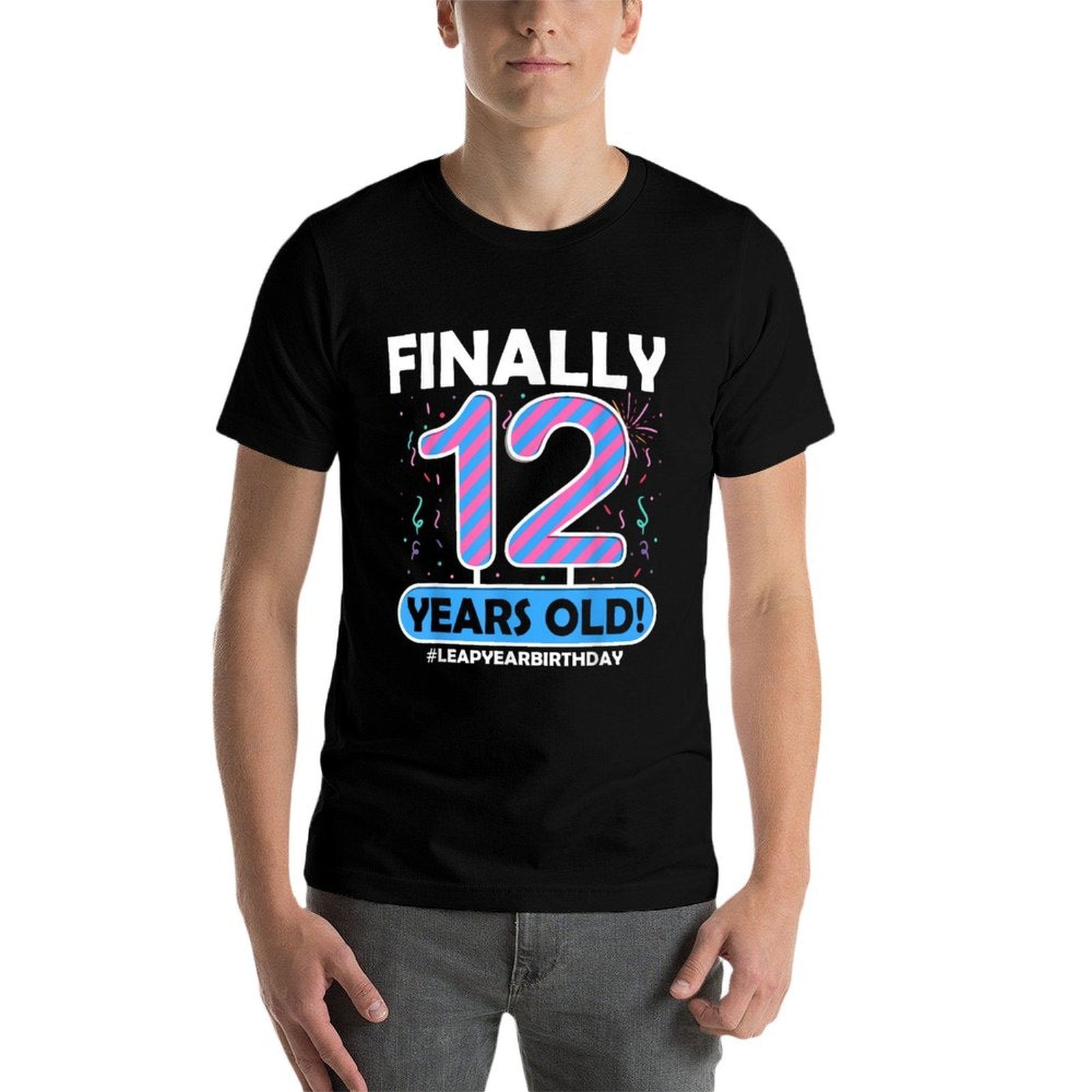 Finally 12 Years Old Leap Year 48th 48 Year Old Birthday  Ribbed Collar T-Shirt
