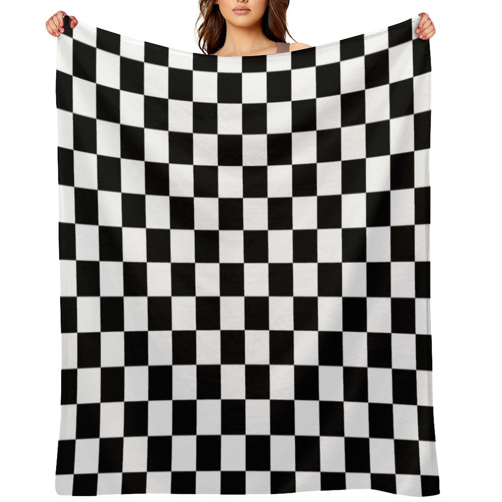 Black And White Checkered Velvety-soft Throw Blanket