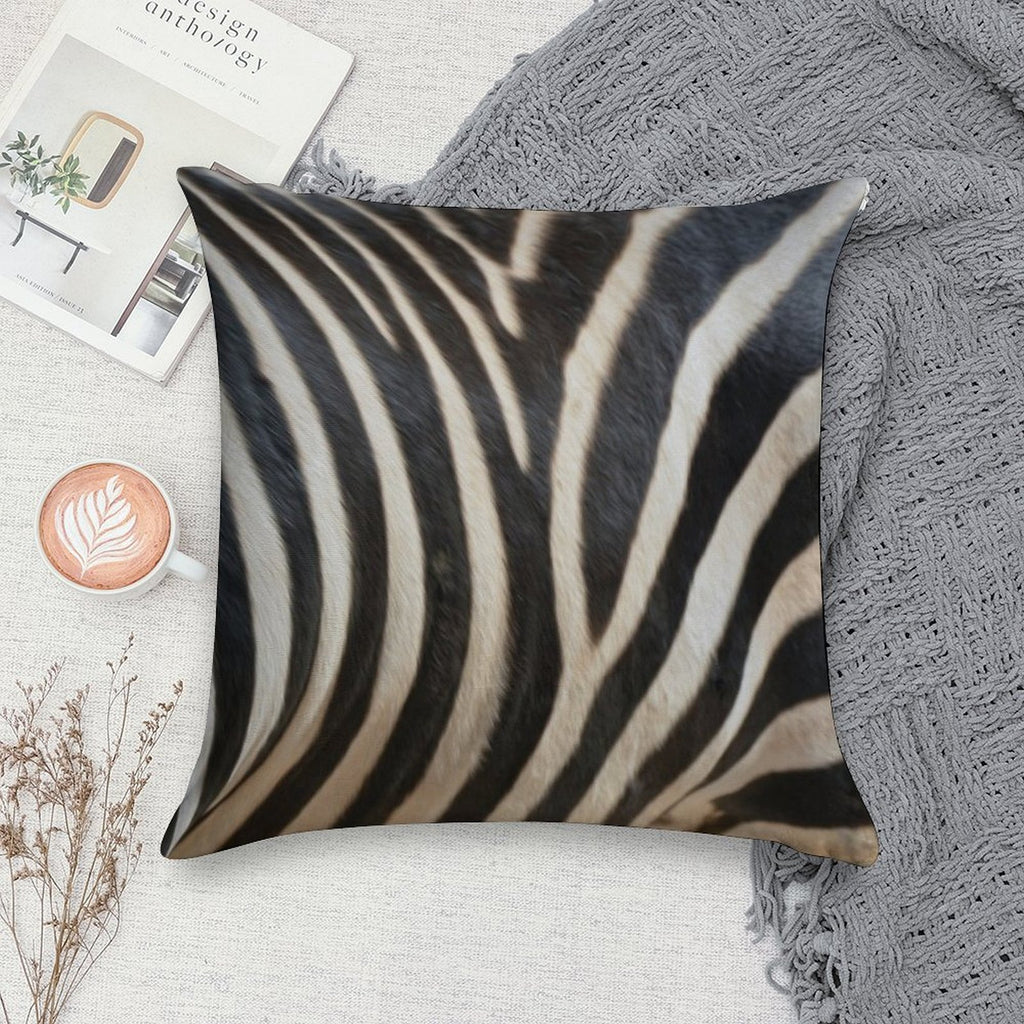 Zebra Soft Short Plush Fabric Throw Pillow
