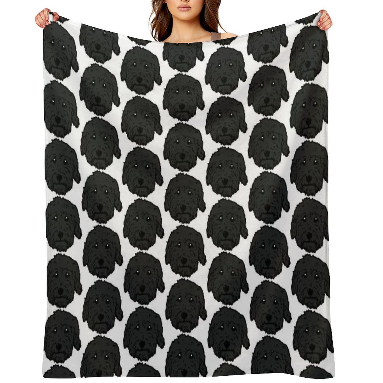Charcoal Poodle - Dark Gray Goldendoodle! Black Labradoodle! Adorable Doodle Teddy Bear Dog - in Chocolate Brown, Dark Brown Dog All-season Throw Blanket
