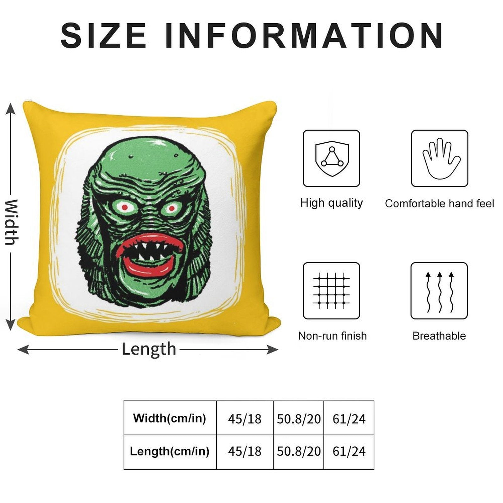 CREATURE from The BLACK LAGOON Soft Reinforced Edging Throw Pillow