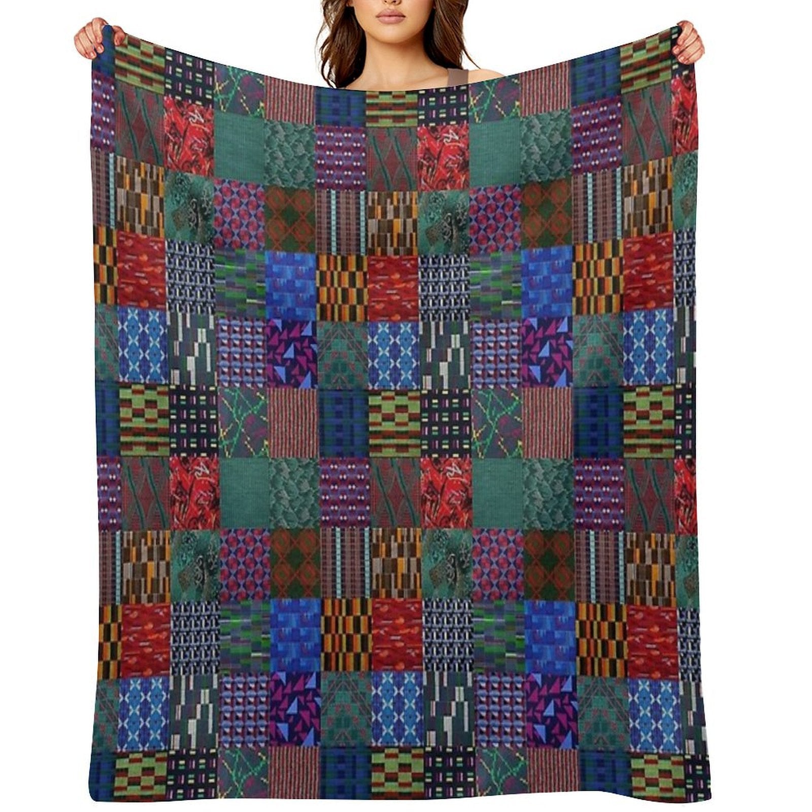 LONDON TRANSPORT FABRIC MONTAGE MOQUETTE SEAT COVER Lightweight Throw Blanket