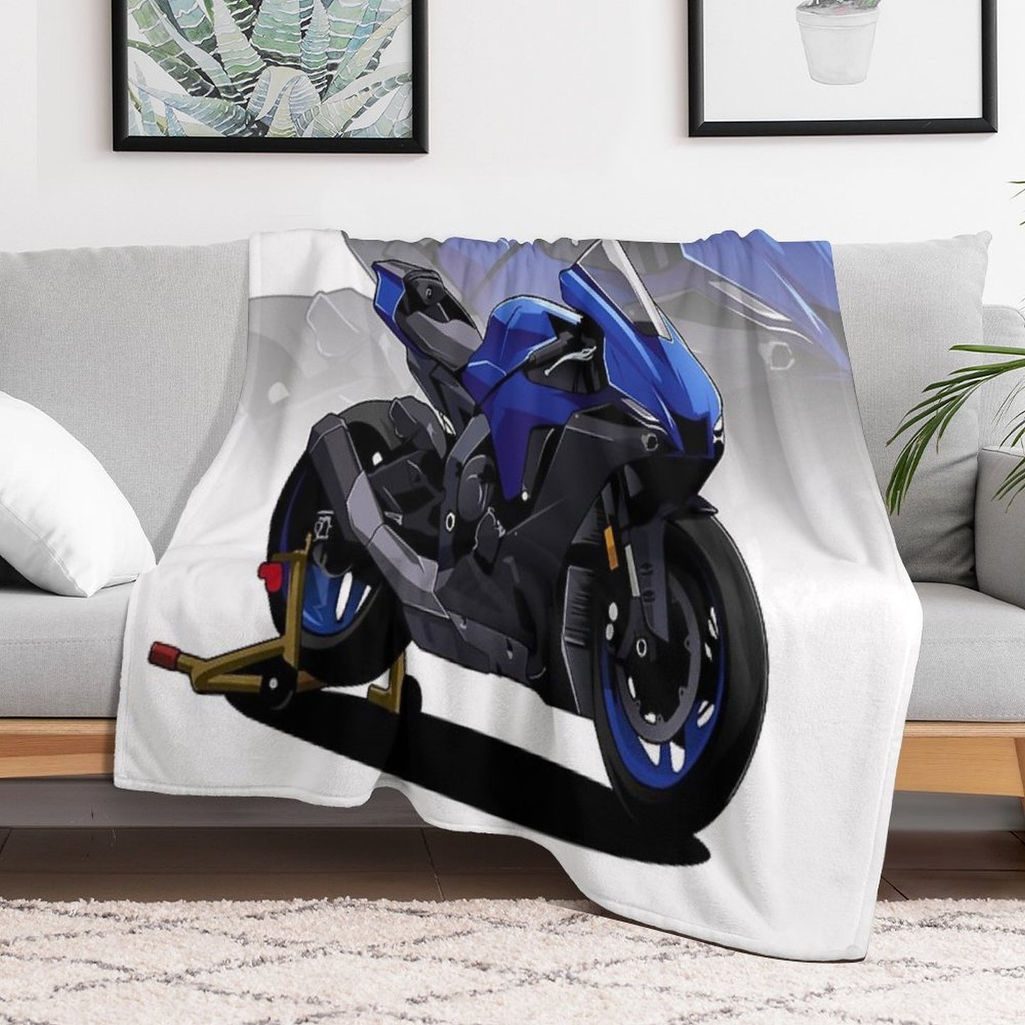 Yamaha R1 with Special Background Wrinkle-free Throw Blanket